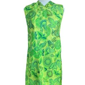 Vintage Handmade? 1960S MOD Bright Green Dress Flower Power Psychedelic EUC